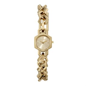 Olivia Burton 24000394 Hex Link Mini Gold Tone Chain Bracelet Watch - W28225