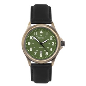 Sekonda 30103 Altitude Green Dial Black Leather Strap Watch - W31330