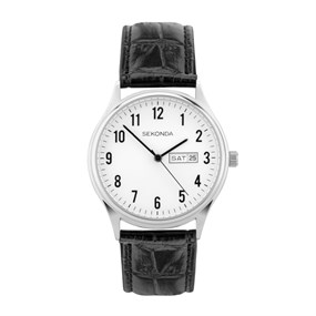 Sekonda 30121 Hall Black Leather Strap Watch - W31333