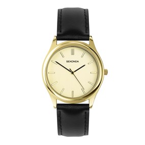 Sekonda 30253 Black Leather Strap Watch - W31415