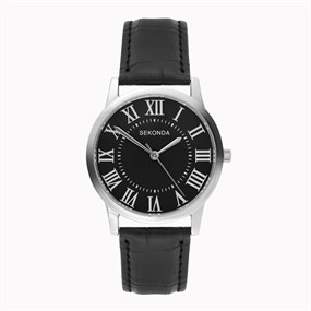 Sekonda 30330 Black Leather Strap Watch - W31458