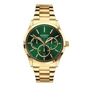 Sekonda 30370 Green Multi Dial Gold Tone Bracelet Watch - W31470