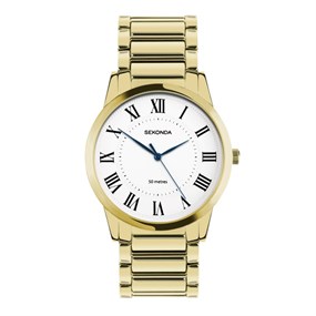 Sekonda 30247 Gold Tone White Dial Bracelet Watch - W31475