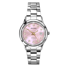 Sekonda 40475 Catherine Stainless Steel Pink Dial Bracelet Watch - W32295