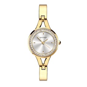 Sekonda 2855 Gold Plated Crystal Bangle/Bracelet Watch - W32340