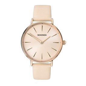 Sekonda 40470 Beige Leather Strap Watch - W32440