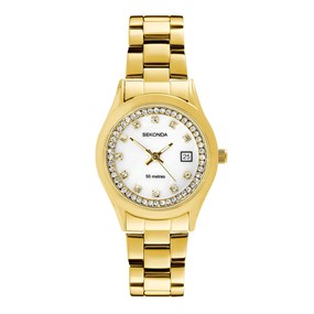 40716 Sekonda Gold Coloured Bracelet Stone Set Case Watch - W32462