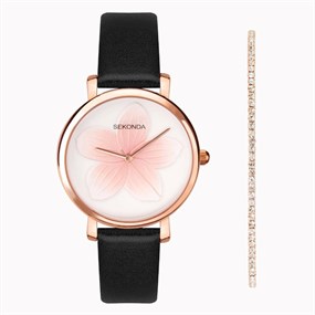 Sekonda 49082 Black Strap Watch And Bracelet Gift Set - W32489