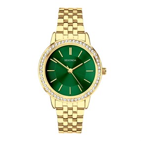Sekonda 40803 Stone Set Case Green Dial Watch - W32497