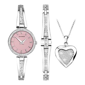 Sekonda 49104 Option C Pink Dial White Metal Gift Set - W32500