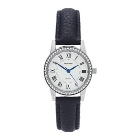 Sekonda 40793 Black Strap Stone Set Case Roman Numeral Watch - W32505