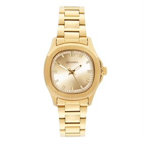 Sekonda 40726 Gold Tone Rounded Square Champagne Dial Bracelet Watch - W32509
