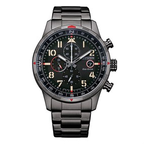 Citizen CA0797-84E Eco-Drive Chrono Grey IP Bracelet Watch - W38258