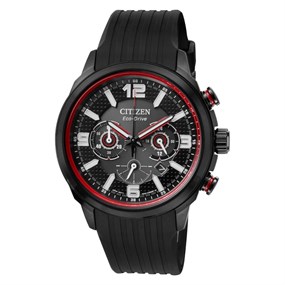 Citizen CA4386-10E Eco-Drive Chronograph Black Strap Watch - W38285