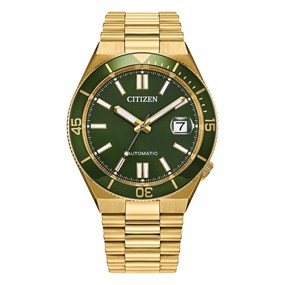 Citizen NJ0232-53X Tsuyosa Gold Tone Automatic Green Dial Bracelet Watch - W38479