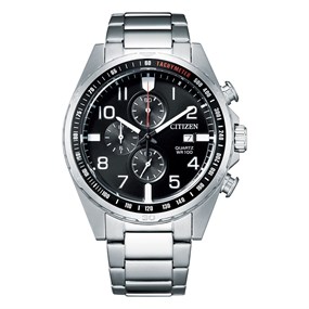 Citizen AN3650-51E Quartz Chronograph Stainless Steel Black Dial Bracelet Watch - W38509