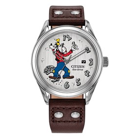 AW1698-08W Citizen Disney Mickeys Friends Eco-Drive Brown Leather Strap Watch - W38520