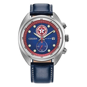 CA7046-46W Captain America Eco-Drive Blue Leather Strap Watch - W38529