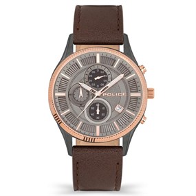 Police Vault Chronograph Brown Leather Strap Watch - W44119