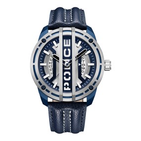 Police Fast Lane Blue Leather Strap Watch - W44140