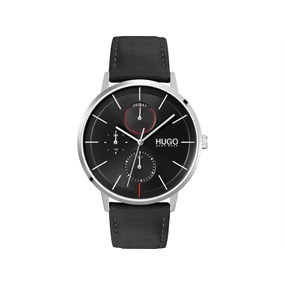 HUGO 1530169 Exist Multidial Black Leather Strap Watch - W45276