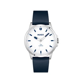 HUGO 1530245 First Blue Leather Strap Watch - W45340
