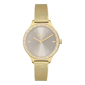 HUGO 1540116 Flash Gold Plated Mesh Bracelet Watch - W45346