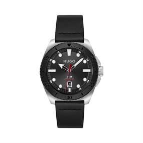 HUGO 1530301 Visit Black Leather Strap Watch - W45377
