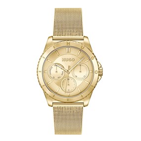 HUGO 1540159 Dance Gold Plated Mesh Bracelet Watch - W45393