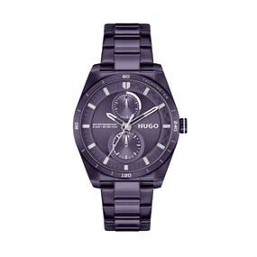 HUGO 1540170 Fast For Her Purple IP Multifunction Bracelet Watch - W45424