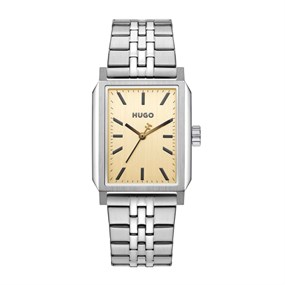 HUGO 1530482 Steeze Stainless Steel Rectangular Case Yellow Dial Bracelet Watch - W45470