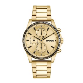 HUGO 1530479 Drift Gold Tone Gold Dial Bracelet Watch - W45475