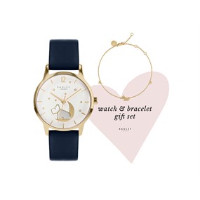 Radley RY21310A-SET Gold Plated Blue Strap Watch And Bracelet Gift Set - W51305