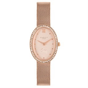 Radley RY4614 Rose Gold Plated Oval Case Mesh Bracelet Watch - W51379