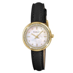 Radley RY21972 Mother Of Pearl Dial Stone Set Case Black Strap Watch - W51572