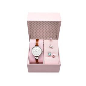 Radley RY2379 Stainless Steel Brown Leather Strap Watch With Charms Gift Set - W5172