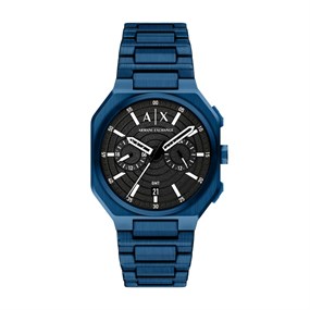 Armani Exchange AX1477 Blue IP Black Dial Bracelet Watch - W65553
