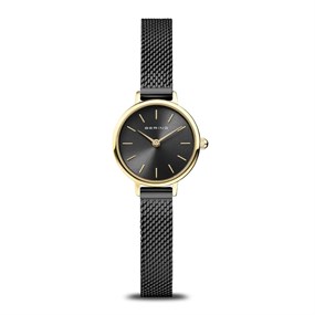 BERING 11022-132 Gold Tone Black Mesh Bracelet Watch - W74275
