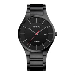 BERING 15239-722 Black Titanium Slim Solar Bracelet Watch - W74277