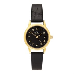 Limit 60272 Gold Tone Black Strap Watch - W77260