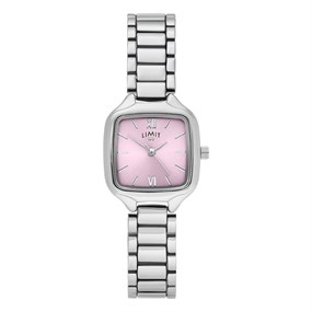 Limit 60278 Pink Square Dial White Metal Watch - W77264