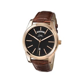Limit 5484.01 Rose Gold Plated Brown Leather Strap Watch - W7761