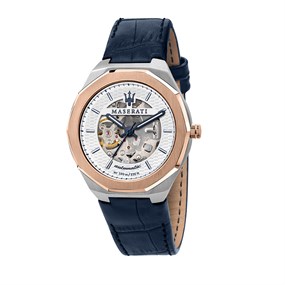 Maserati R8821142001 Stile Automatic Blue Leather Strap Watch - Limited Edition - W81129