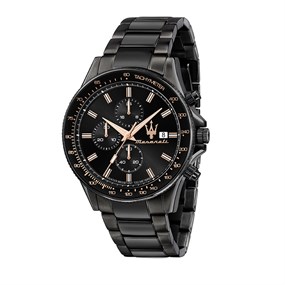 Maserati R8873640011 Sfida Chronograph Black IP Bracelet Watch - W81136