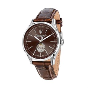 Maserati R8821124002 Sorpasso Auto Stainless Steel Brown Leather Strap Watch - W81308
