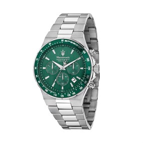 Maserati R8873640030 Sfida Chronograph Stainless Steel Green Dial Bracelet Watch - W81340