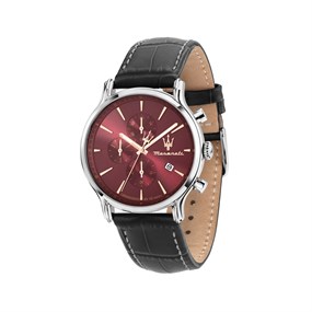 Maserati R8871618021 Epoca Slim Chronograph Stainless Steel Red Dial Strap Watch - W81345