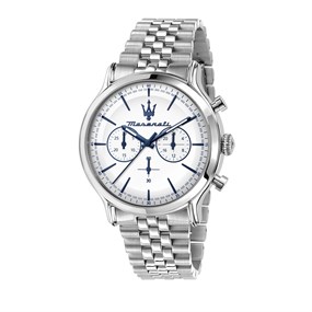 Maserati R8873618034 Epoca Chronograph Stainless Steel White Dial Bracelet Watch - W81351