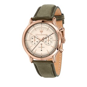 Maserati R8871633007 Epoca Chronograph Rose Tone Taupe Leather Strap Watch - W81352
