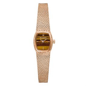 Bulova 97L185 Goddess Of Time Tiger's Eye Mesh Bracelet Watch - W83237